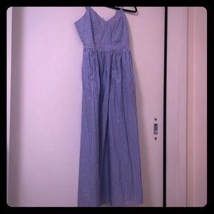 Loft long dress blue/white strips size 14
